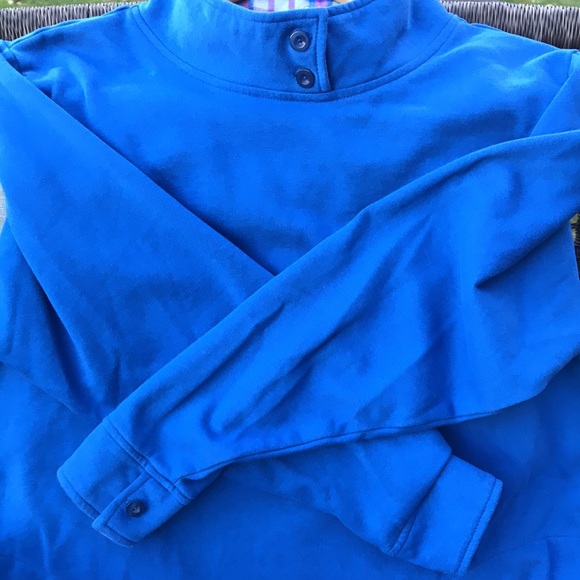 🌟 3/$25 Blair Button-neck Sweatshirt with Plaid Flannel Trim & Side Pockets. Lg - Picture 9 of 10